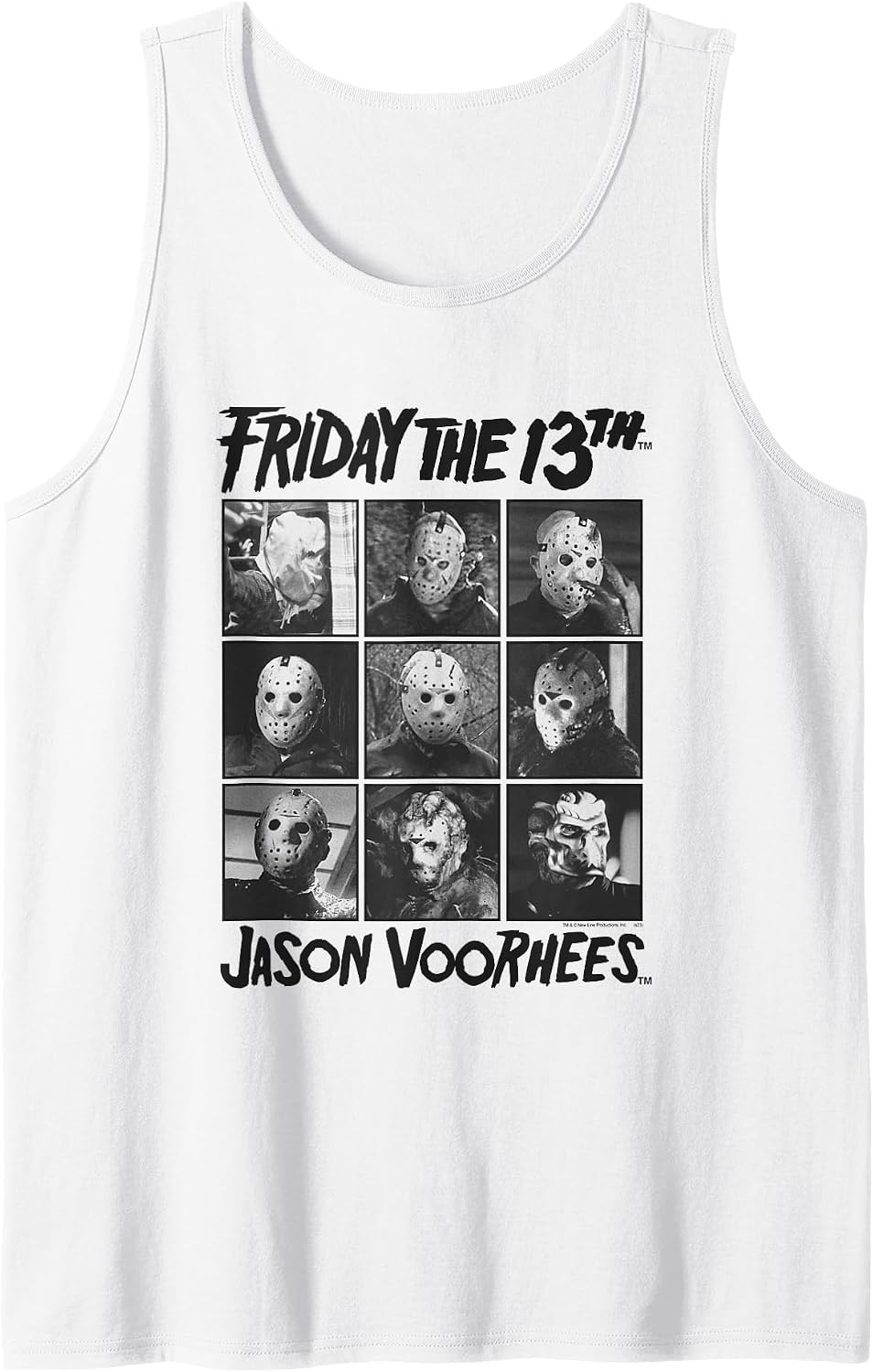 Friday The 13th Jason Black and White Grid Horror Movie Tank Top - White