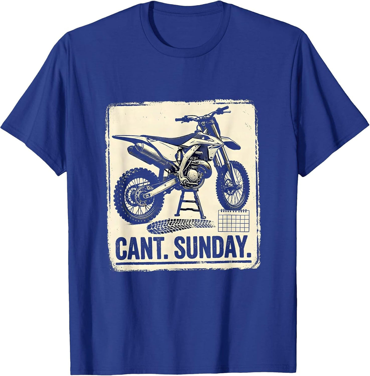Cant. Sunday Rubber Stamp Dirt Bike Motocross Off-Road Rider T-Shirt - Royal Blue