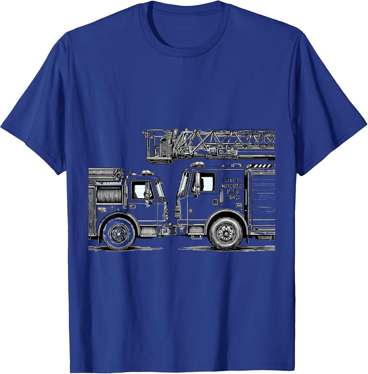 I Spot The Difference In Fire Trucks Funny Kids Firefighter T-Shirt - Royal Blue