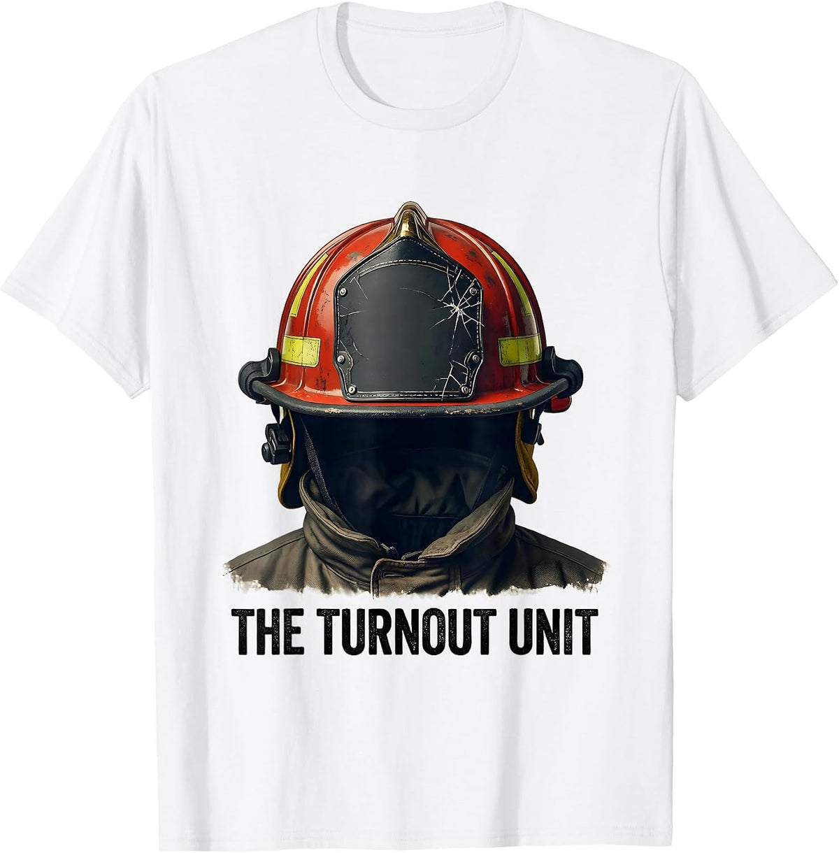 Men's THE TURNOUT UNIT Distressed Firefighter Humor Gift T-Shirt - White