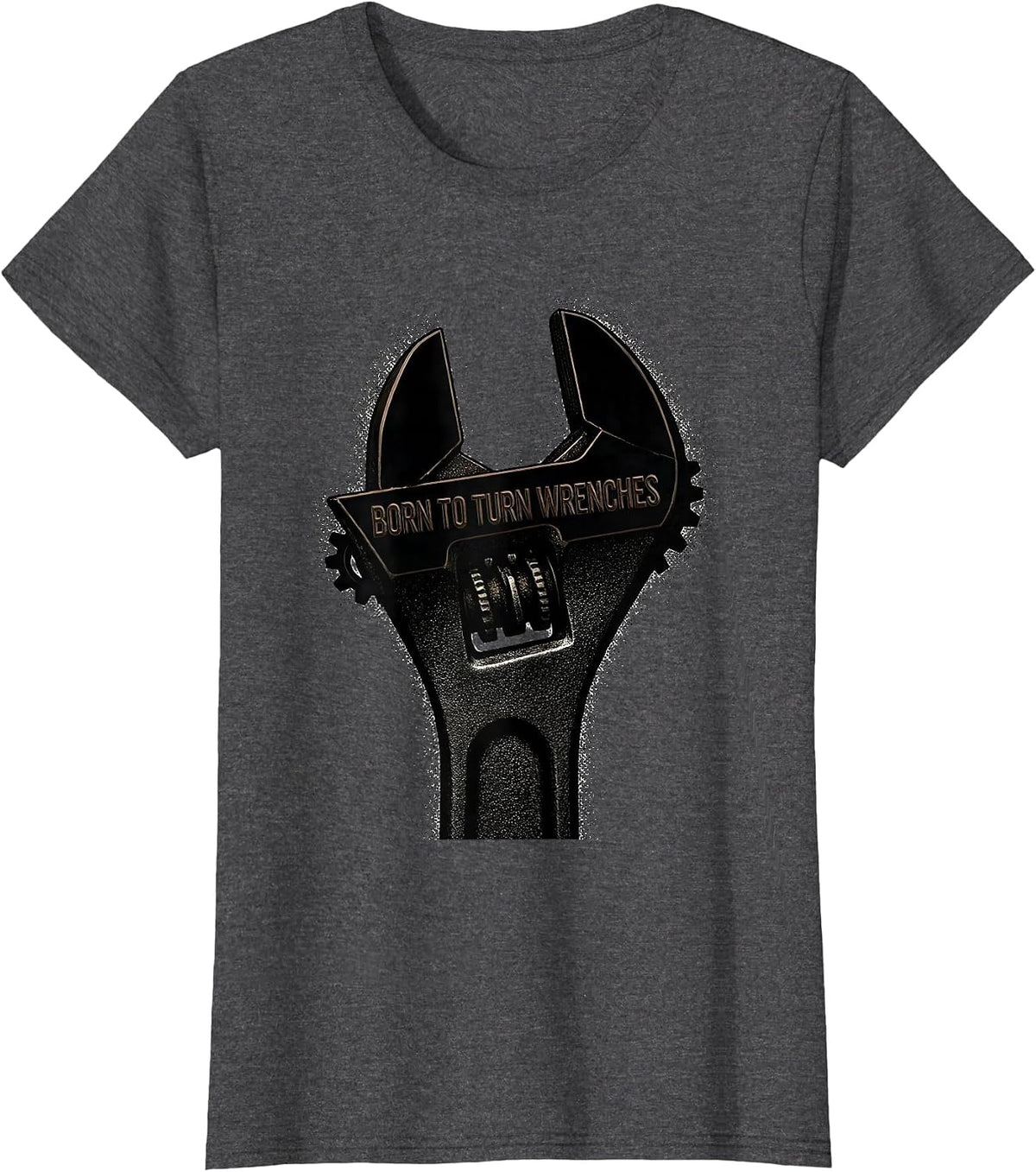 Women's Born to Turn Wrenches Mechanic Design T-Shirt - Dark Heather Grey