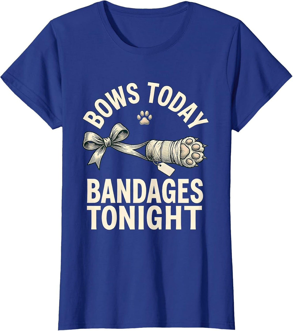 Women's Bows Today Bandages Tonight Funny Vet Tech Christmas T-Shirt - Royal Blue