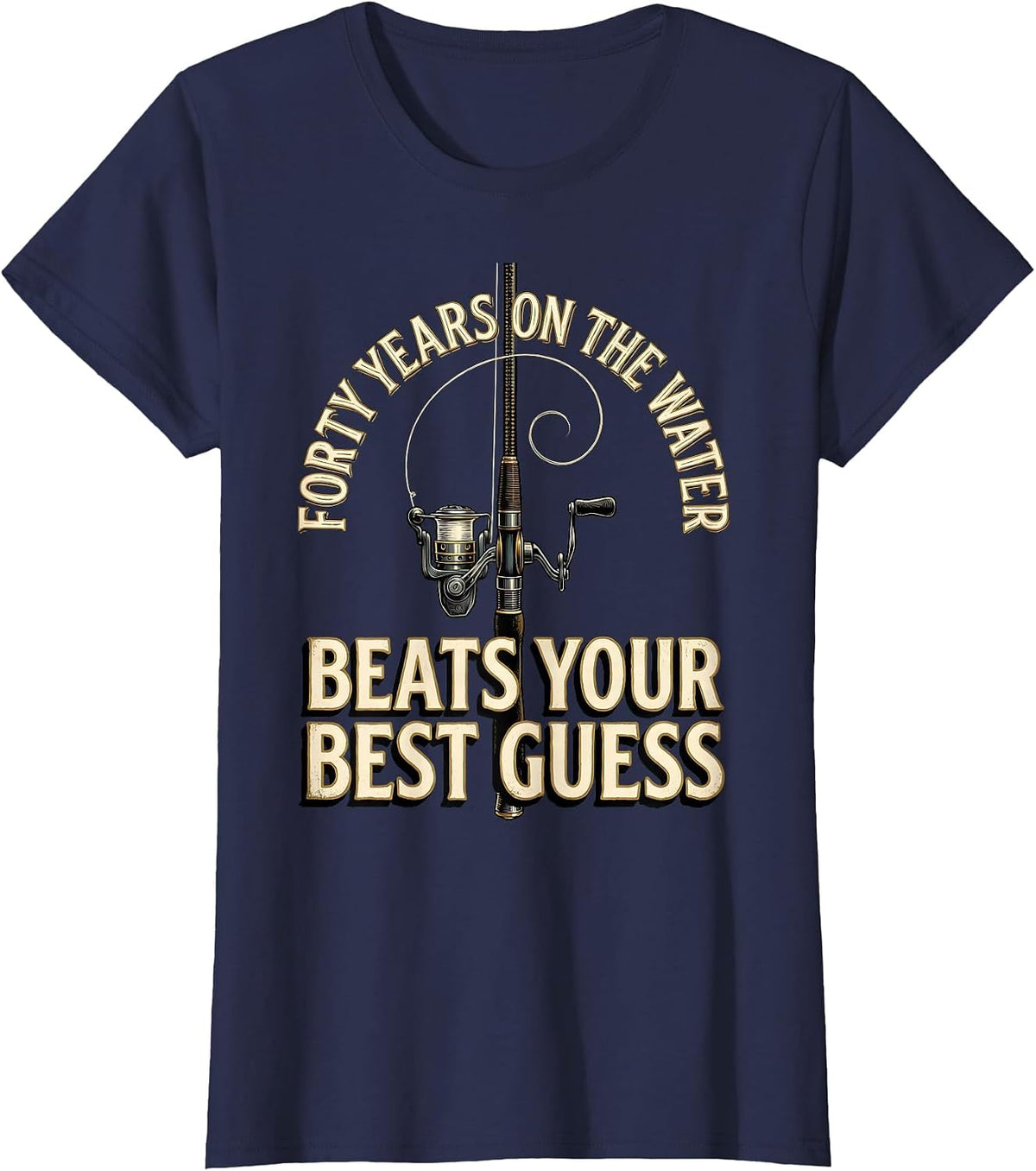 Women's Forty Years On The Water Beats Your Best Guess Biker T-Shirt - Navy Blue