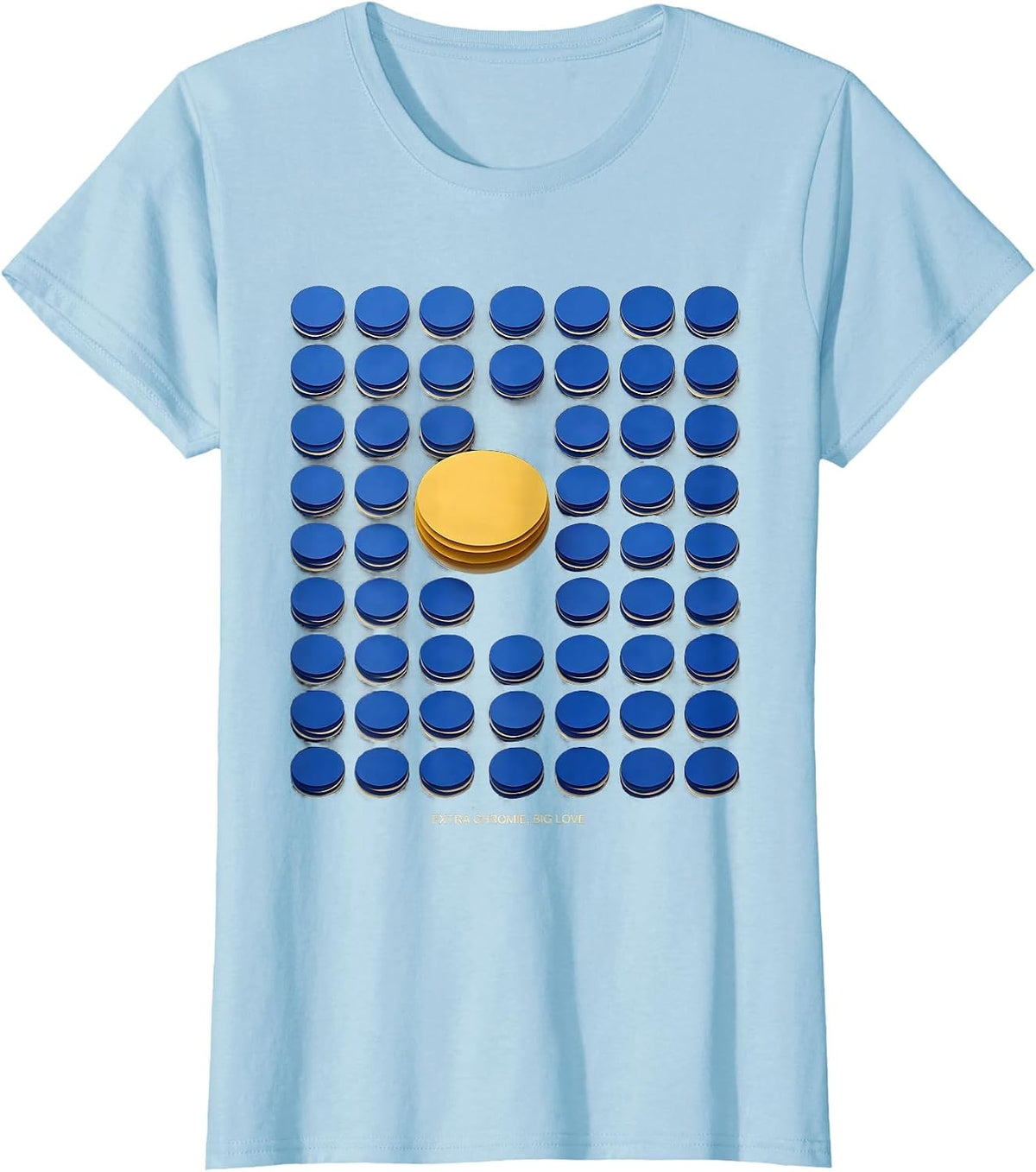 Women's Extra Chromie Big Love Heartfelt Down Syndrome Awareness T-Shirt - Baby Blue