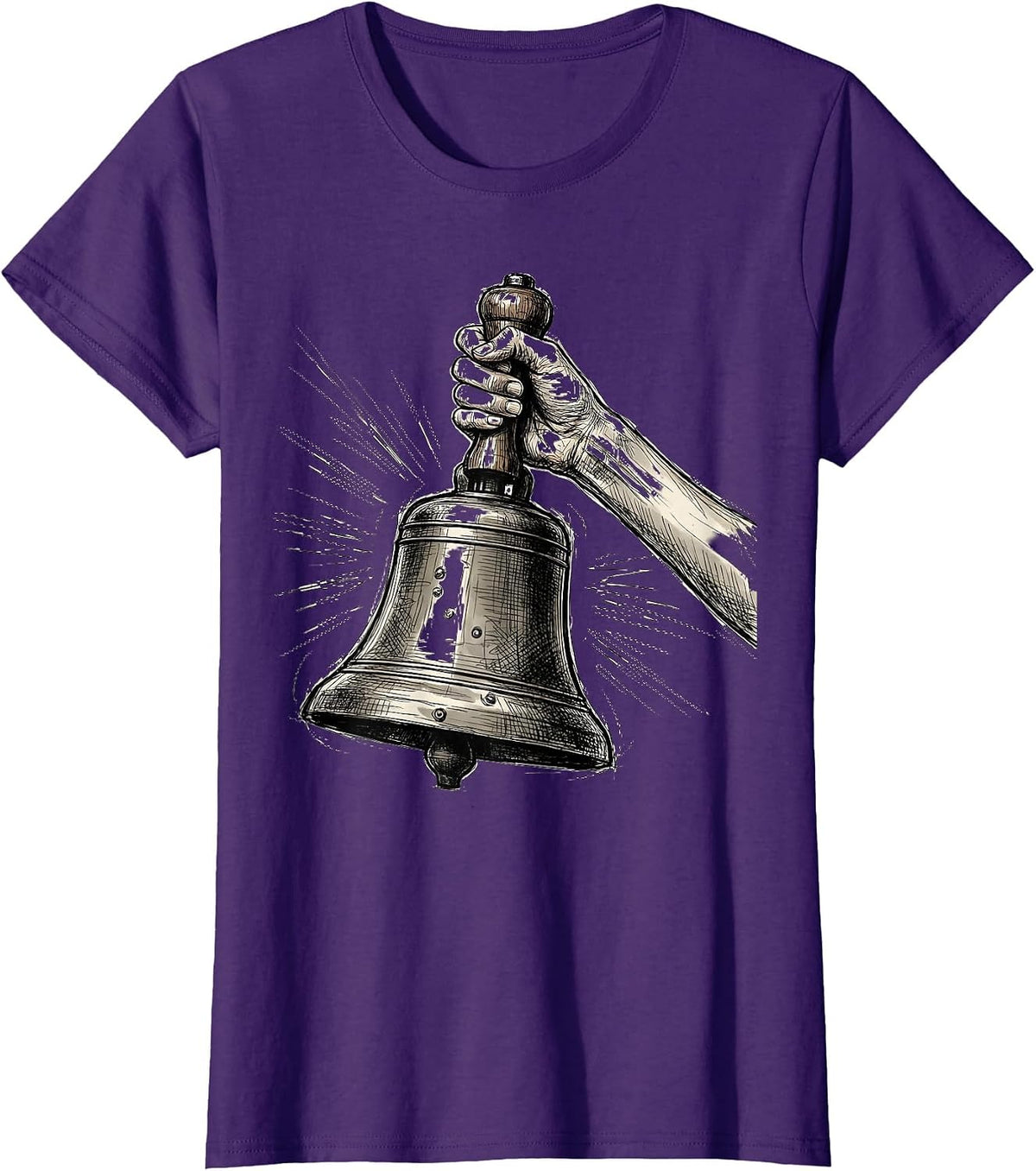 Women's Elementary Teacher Old School Bell Illustration T-Shirt - Purple