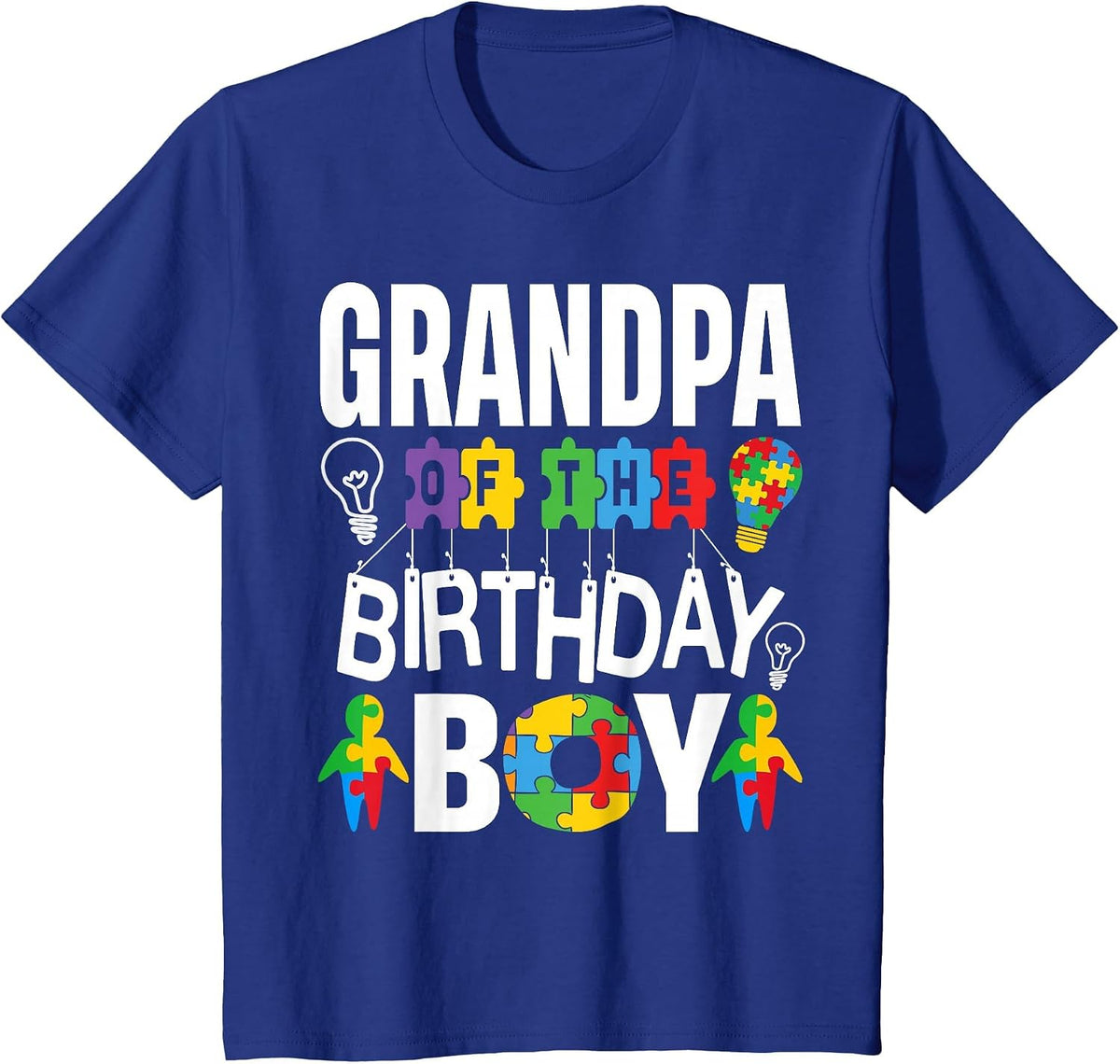 Grandpa of The Birthday Boy Autism T-Shirt - Royal Blue