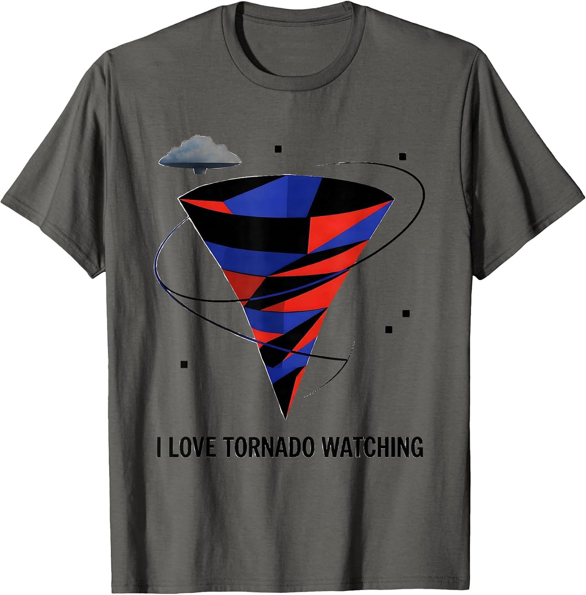 Men's I Love Tornado Watching Bauhaus Modernist Storm Chaser T-Shirt - Asphalt Grey