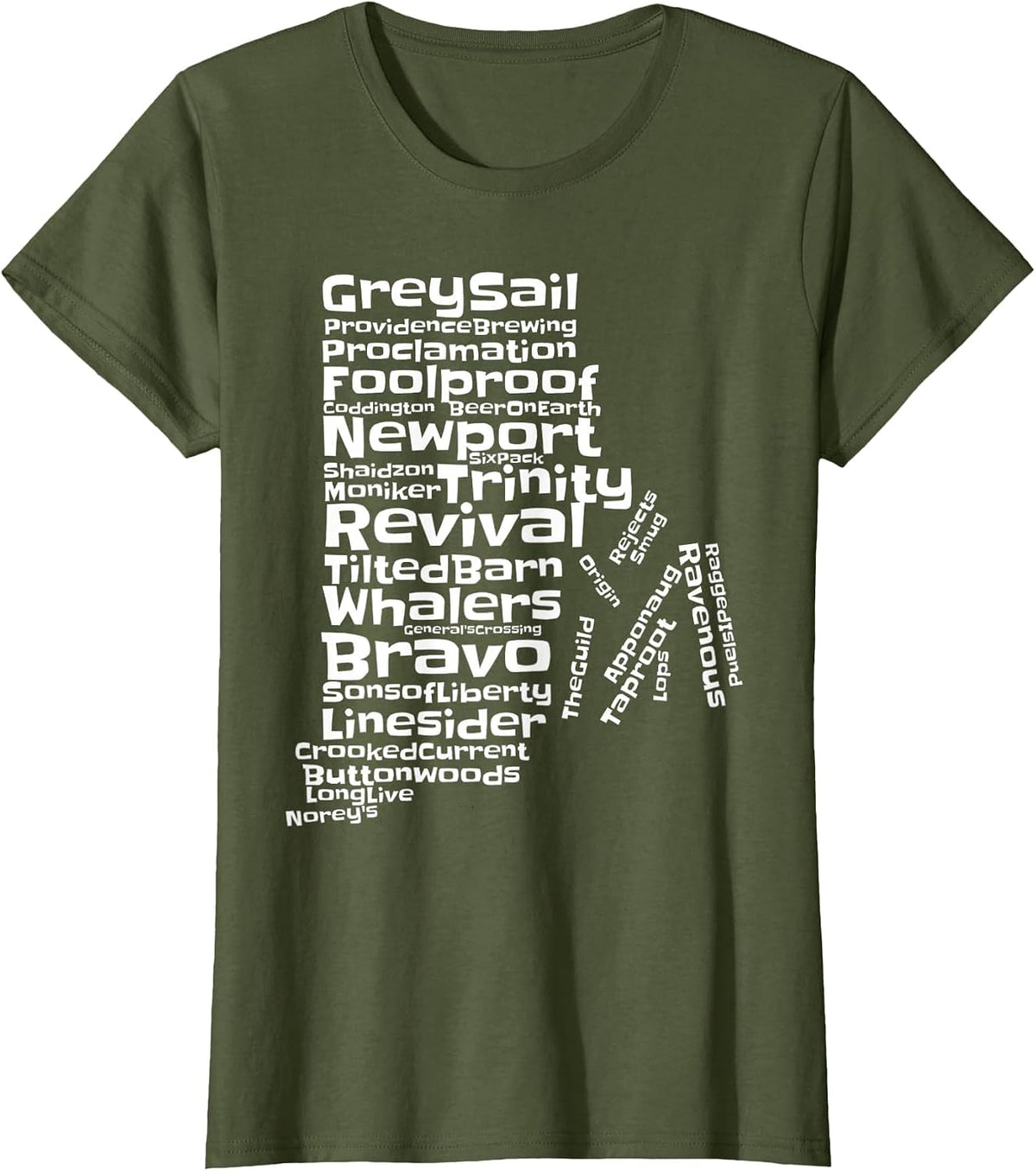 Drink Local Rhode Island Breweries T-Shirt - Olive Green
