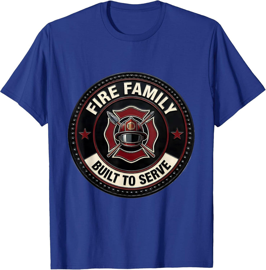 Fire Family Built To Serve Emblem Firefighter Pride Family T-Shirt - Royal Blue