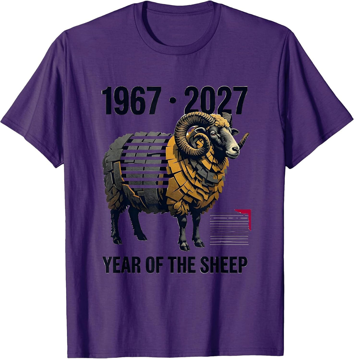 1967 · 2027 Year Of The Sheep Zodiac 60th Birthday Lunar New T-Shirt - Purple