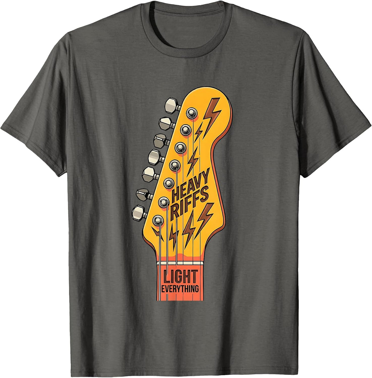 Heavy Riffs Light Everything Vintage Rock Band T-Shirt - Asphalt Grey