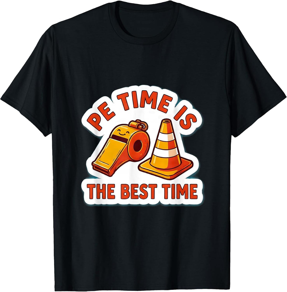 Men's PE Time Is The Best Time Funny PE Teacher Physical Education T-Shirt - Black