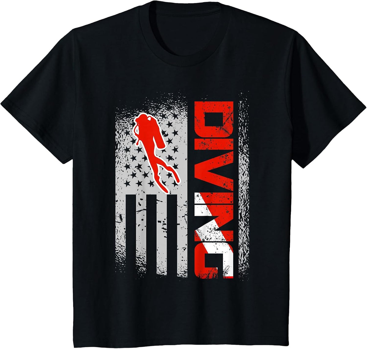 American Diver Down Flag US Flag Dive T-Shirt - Black