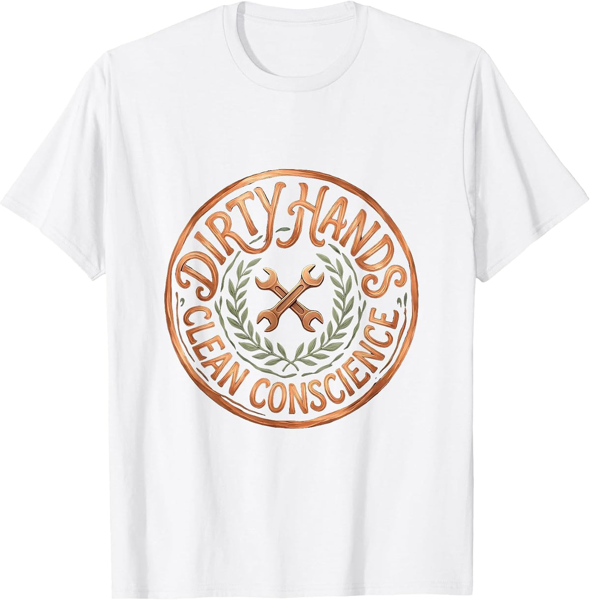 Men's Dirty Hands Clean Conscience Mechanic Design T-Shirt - White