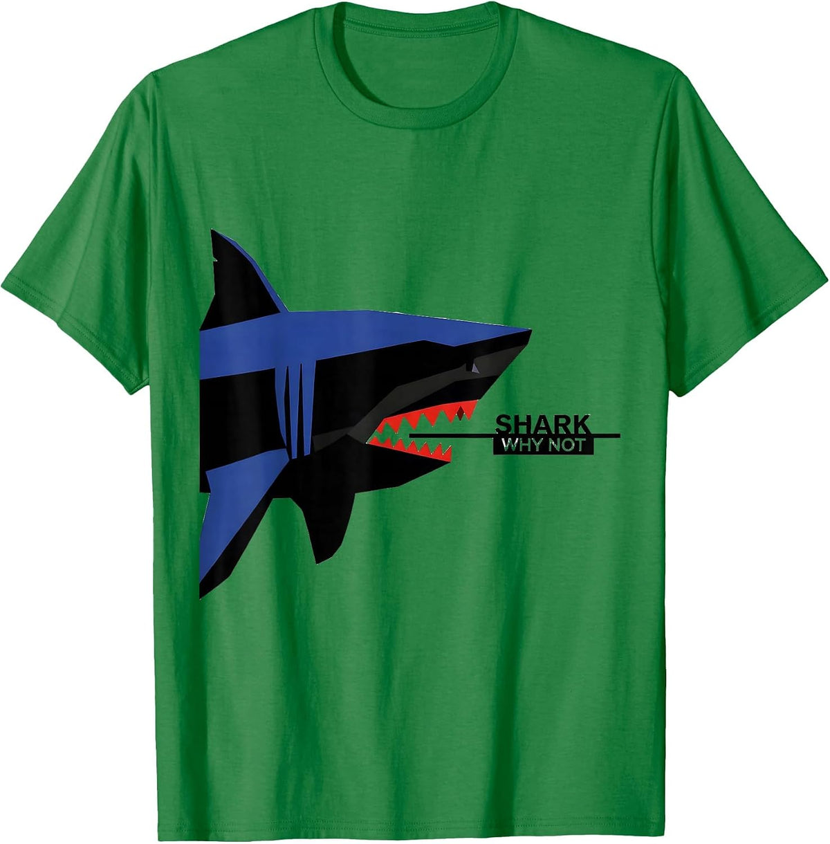 Men's Shark Why Not Geometric Funny Ocean Animal Wildlife Lover T-Shirt - Kelly Green