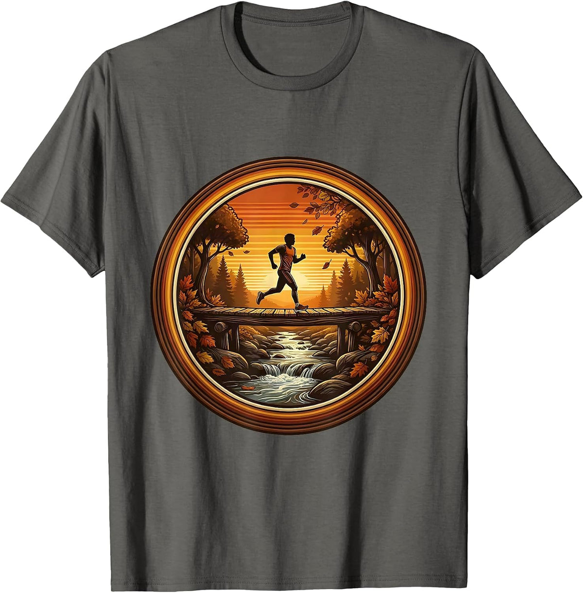 Men's Cozy Jogger Wooden Bridge Creek Fall Athleisure T-Shirt - Asphalt Grey