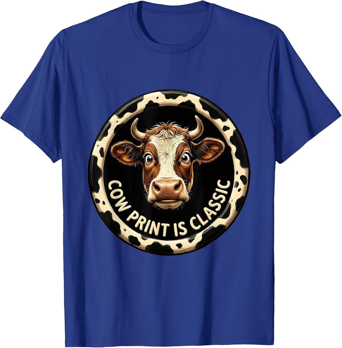 Cow Print Is Classic Bold Animal Pattern Design T-Shirt - Royal Blue
