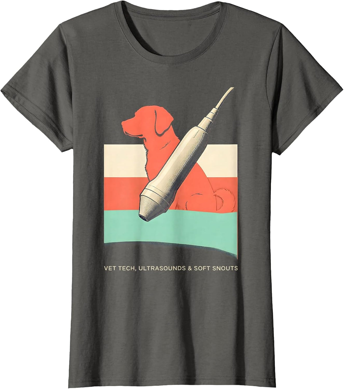 Women's Vet Tech Ultrasounds Soft Snouts Veterinary Technician T-Shirt - Asphalt Grey