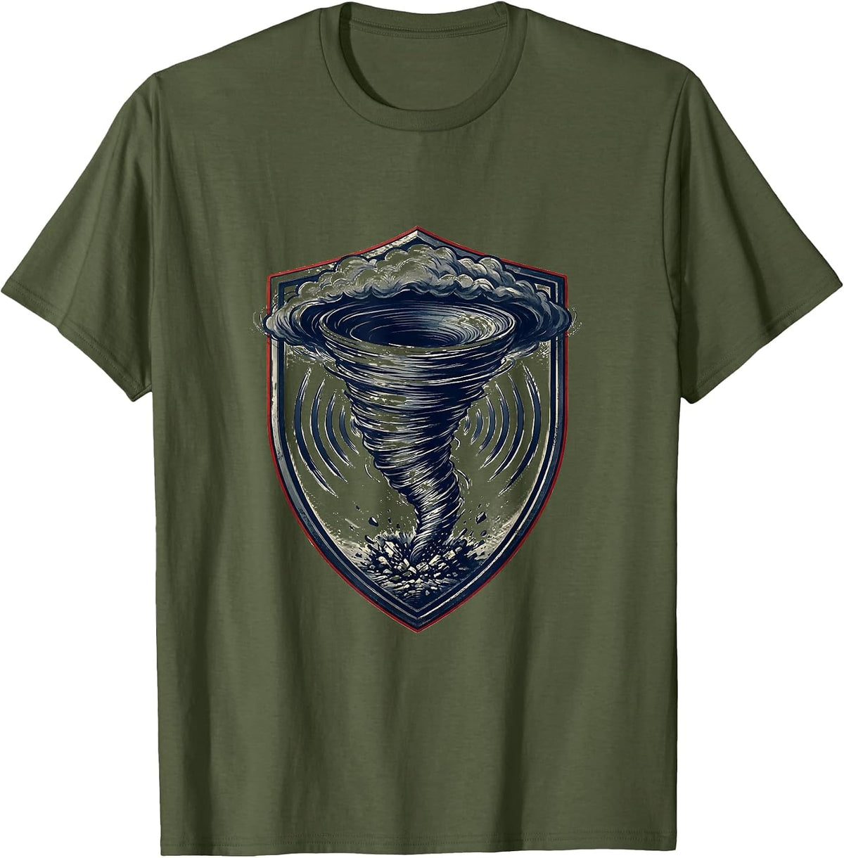 Storm Chaser Tornado Weather Enthusiast Emblem T-Shirt - Olive Green
