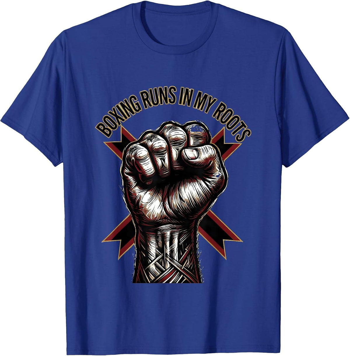Men's Boxing Runs In My Roots Tattoo Boxing Fan Gift Boxer Pride T-Shirt - Royal Blue
