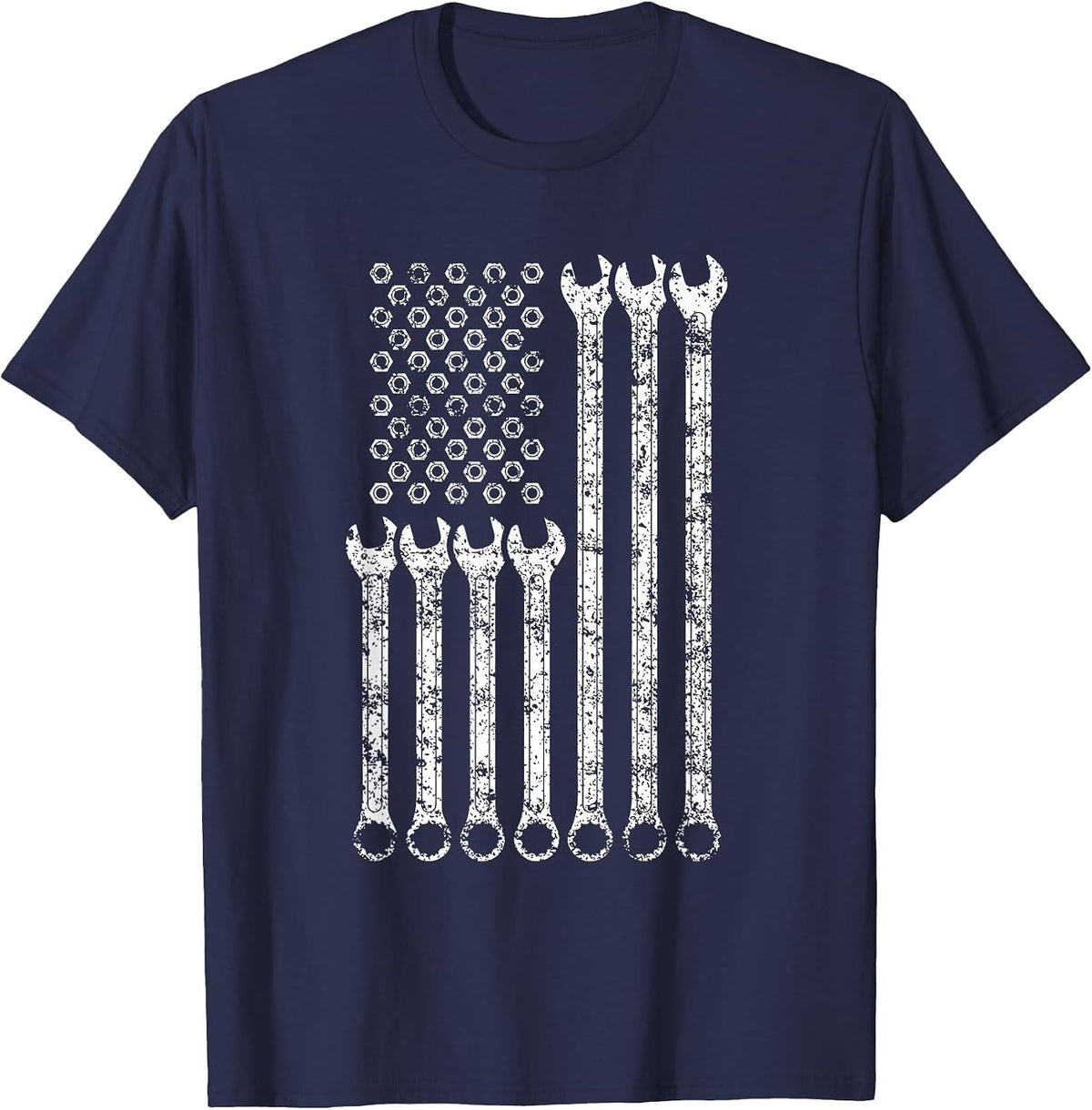 Flag USA Wrench for Men Tool Mechanic T-Shirt - Navy Blue
