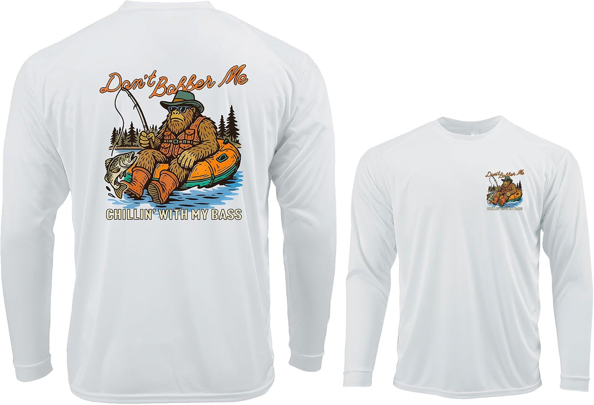 ITOTEK Don't Bobber Me Chillin with My Bass Bigfoot Fishing T-Shirt - White