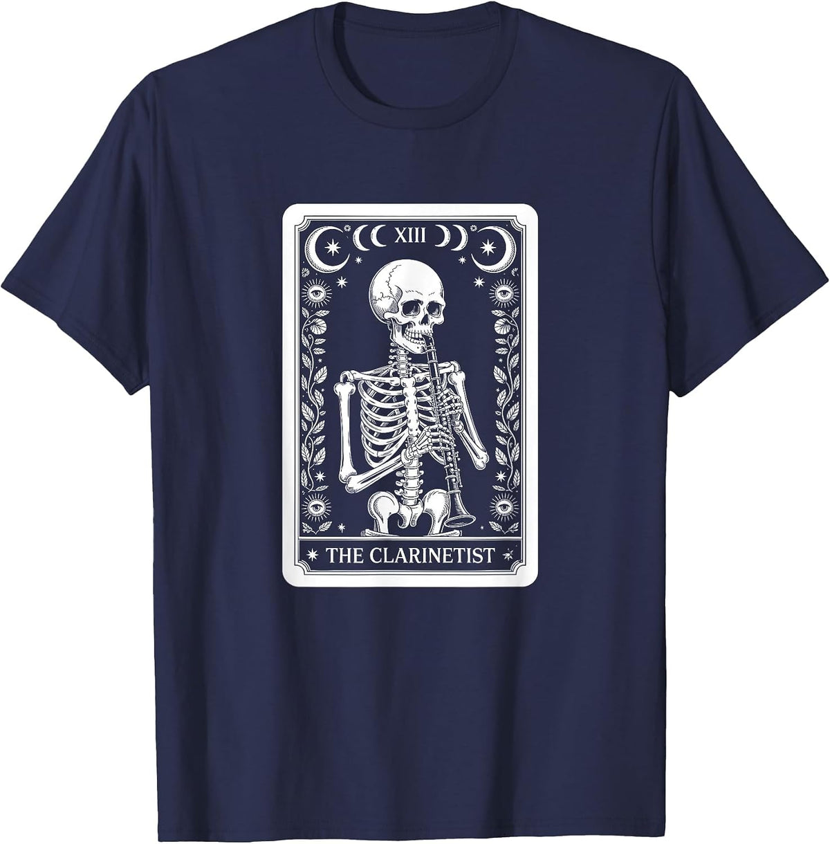 The Clarinetist Tarot Card, Clarinet Player T-Shirt - Navy Blue
