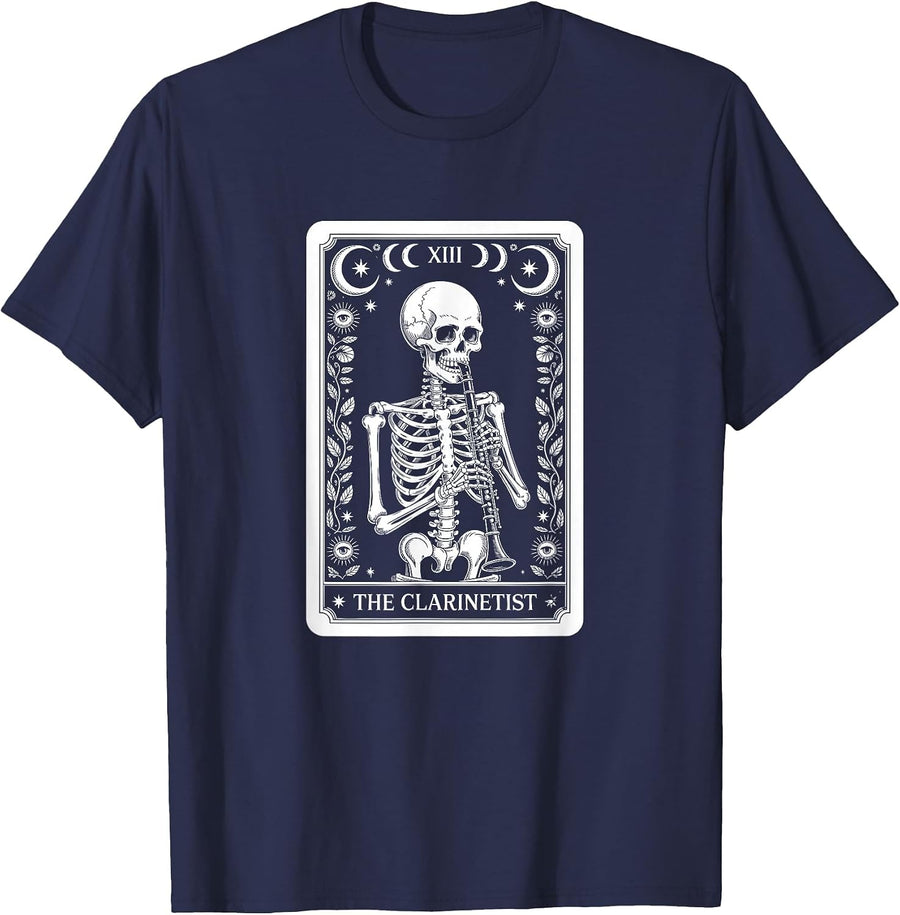 The Clarinetist Tarot Card, Clarinet Player T-Shirt - Navy Blue