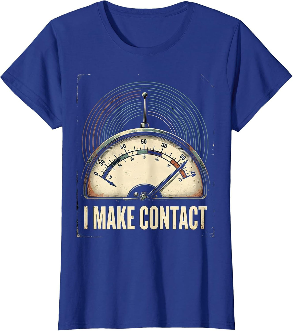 Women's I Make Contact Vintage Ham Radio Operator Hobby Pride T-Shirt - Royal Blue