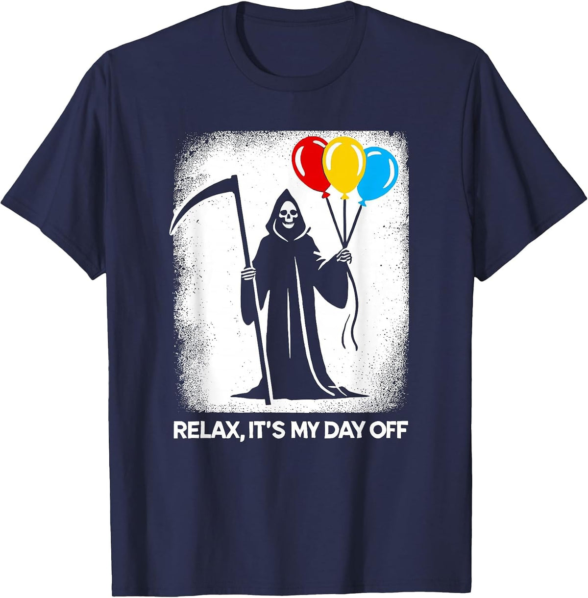 Grim Reaper Day Off Funny Halloween Funny Grim Reaper T-Shirt - Navy Blue
