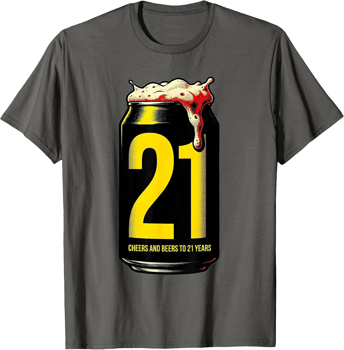 Men's Cheers And Beers To 21 Years Pop Art Birthday Party Gift T-Shirt - Asphalt Grey