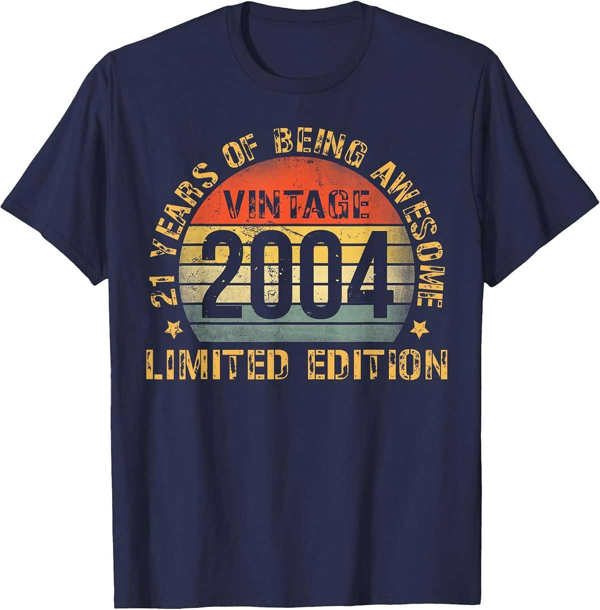 21 Year Old Bday Decorations Men Boy 21yr 2004 21st Birthday T-Shirt - Navy Blue