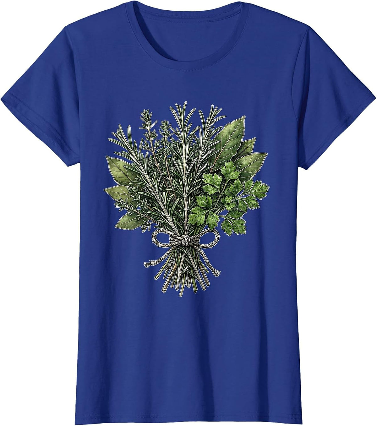 Women's Fresh Herb Bundle Illustration Chef Gift T-Shirt - Royal Blue