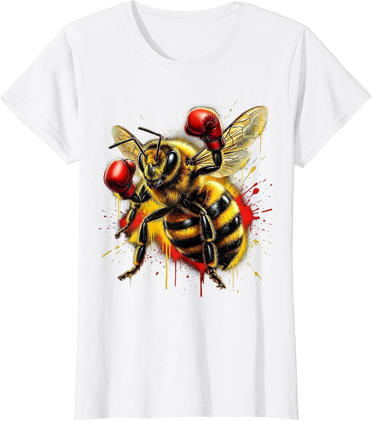 Women's Honey Bee Boxing Gloves Funny Fighter Graphic T-Shirt - White