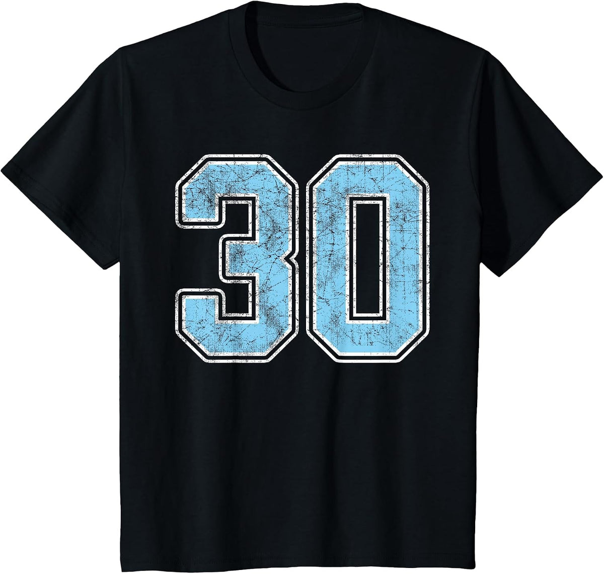 Baby Blue White Number 30 Jersey Player Uniform #30 T-Shirt - Black
