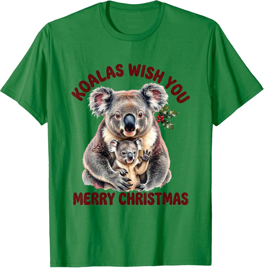 Men's Koalas Wish You Merry Christmas Cute Koala Lover Holiday T-Shirt - Kelly Green