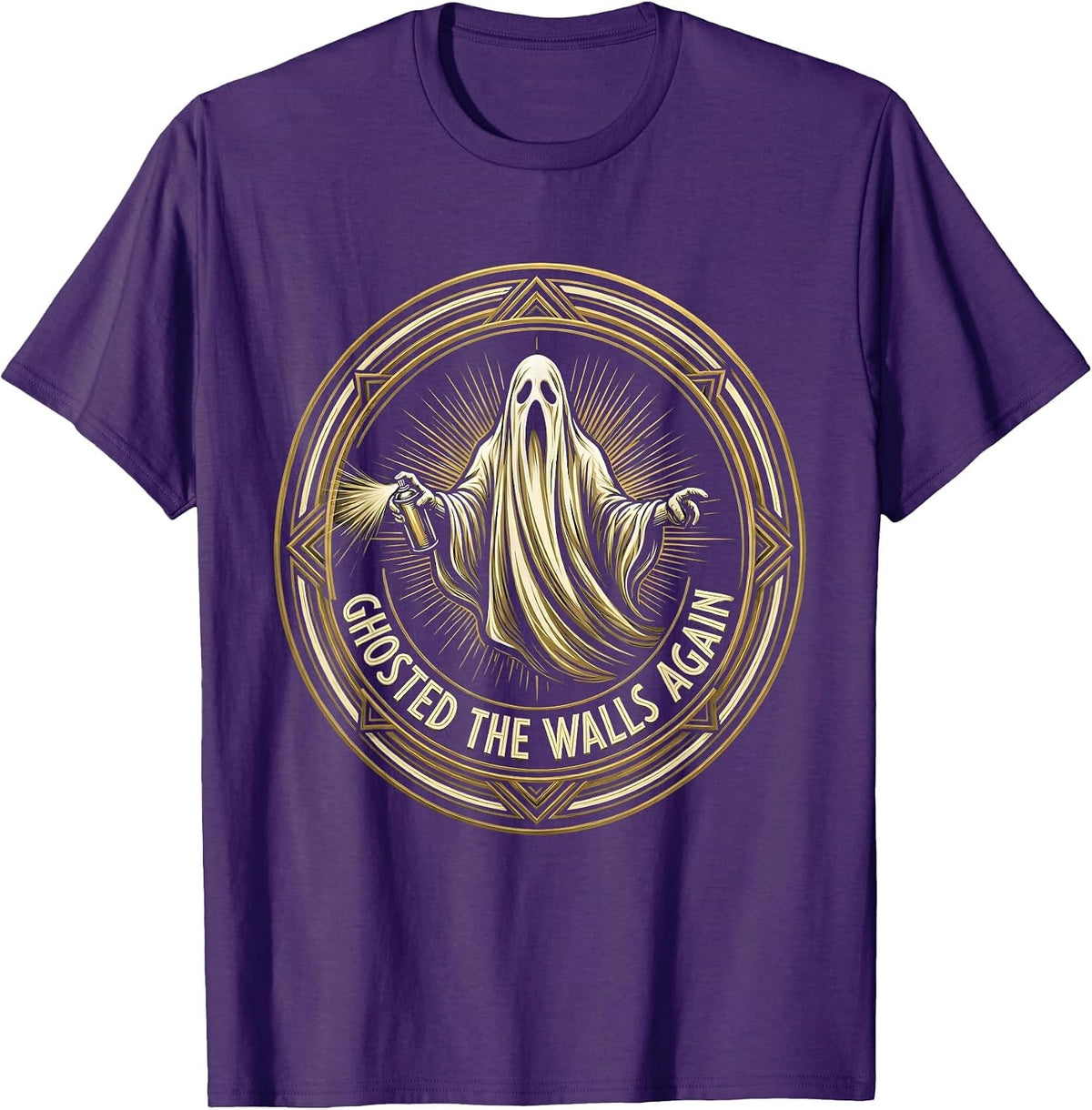 Halloween Punk Spray Can Ghost Graffiti Art T-Shirt - Purple