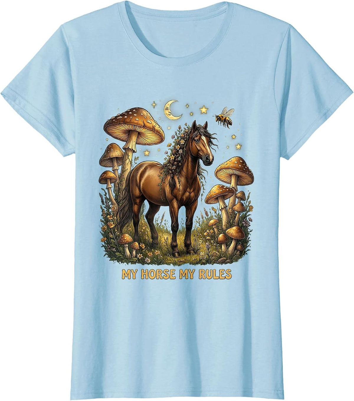 My Horse My Rules Equestrian Lover Design T-Shirt - Baby Blue