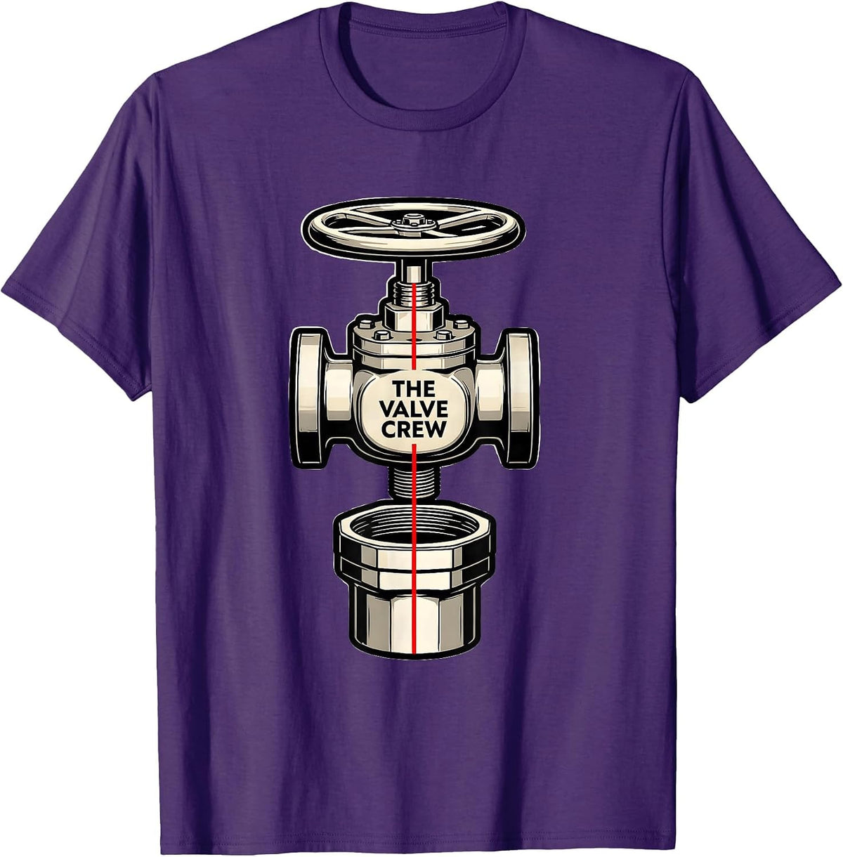 THE VALVE CREW Exploded View Technical Firefighter Humor T-Shirt - Purple