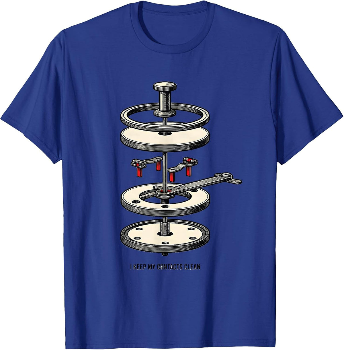 Men's I Keep My Contacts Clean Funny Ham Radio Operator Hobby Gift T-Shirt - Royal Blue