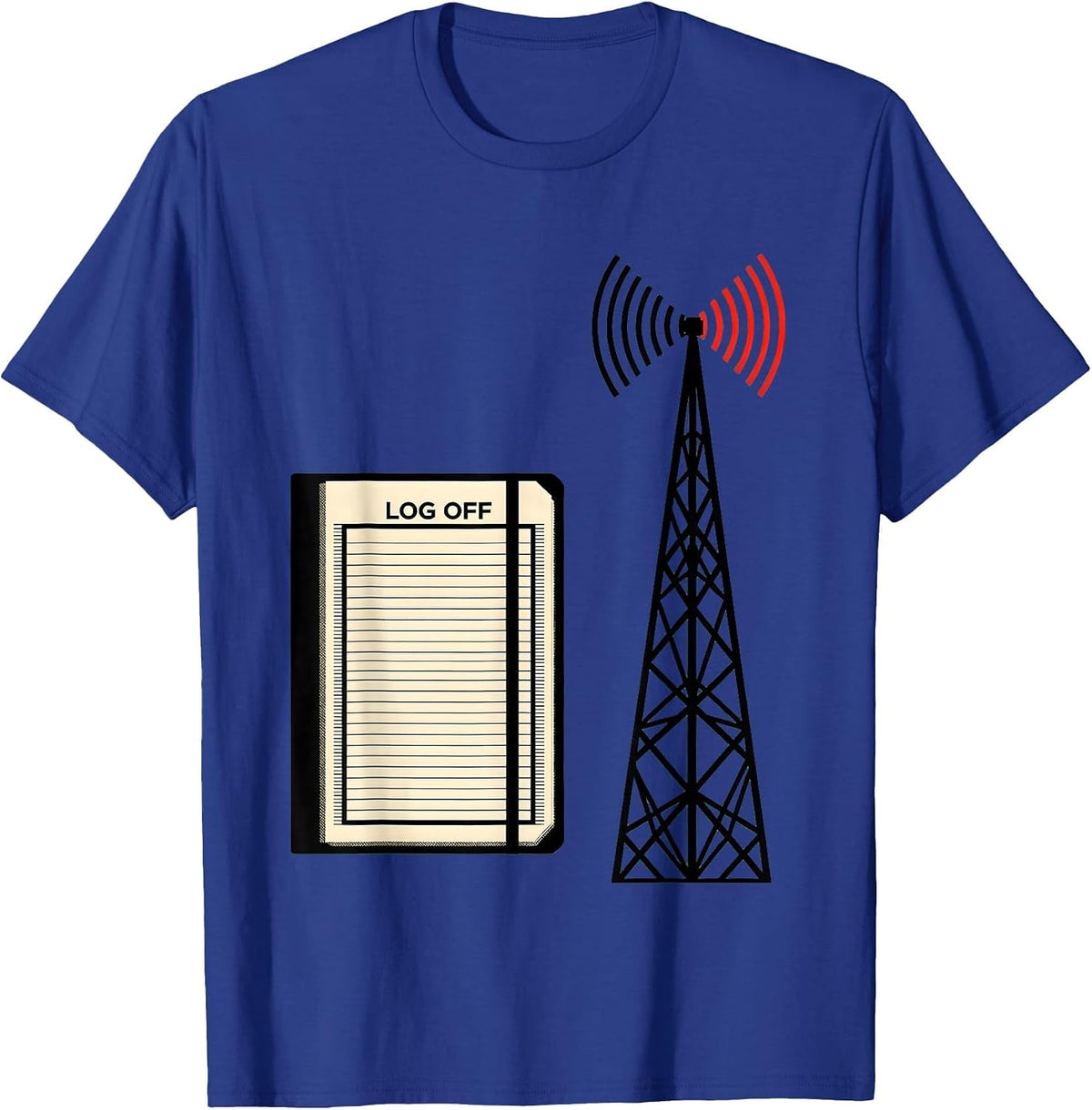Men's Log Off Geometric Ham Radio Operator Hobbyist Humor T-Shirt - Royal Blue