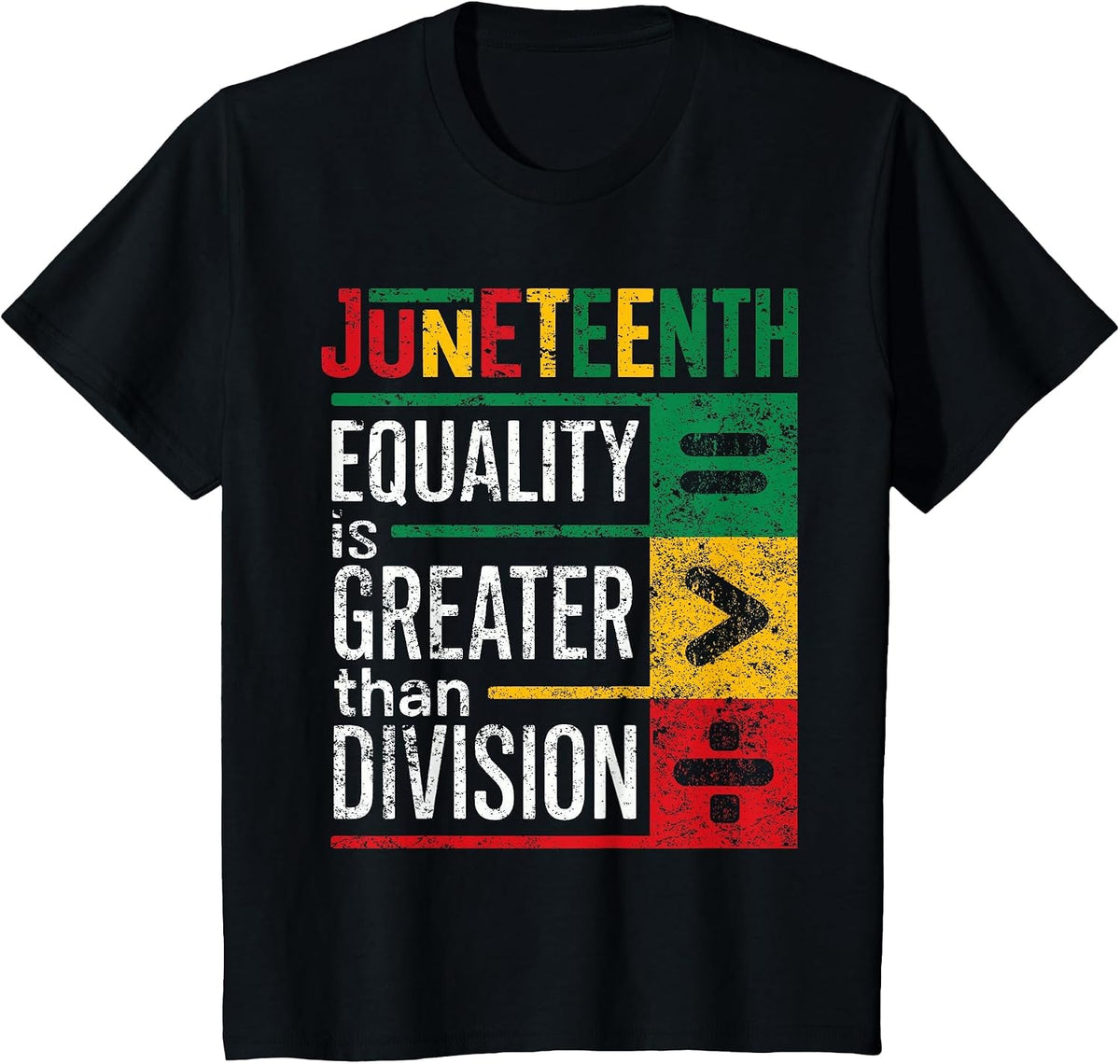 Equality is Greater Than Division Juneteenth Afro Men Women T-Shirt - Black