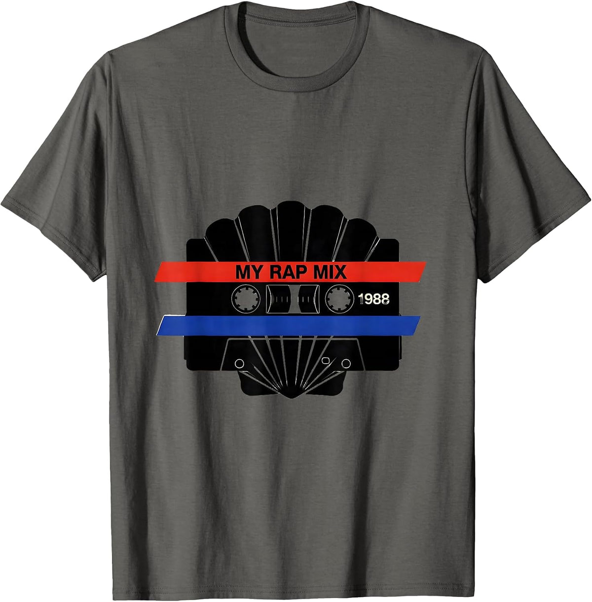 Men's My Rap Mix 1988 Retro Cassette Tape Hip Hop Nostalgia 80s T-Shirt - Asphalt Grey