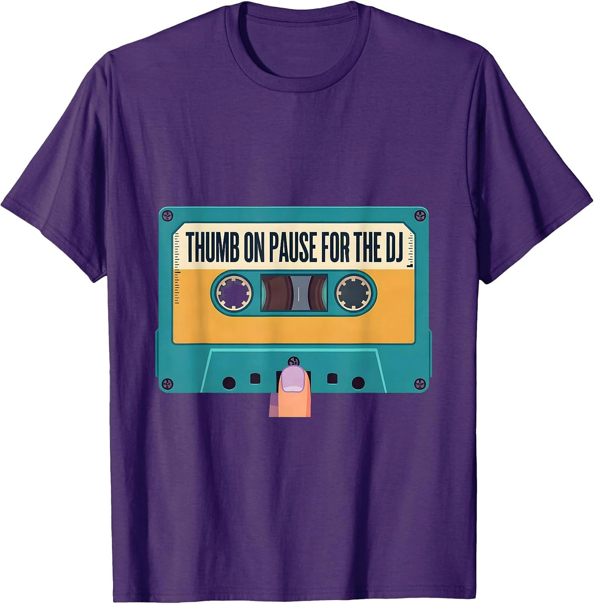 Men's Thumb On Pause For The DJ Retro Hip Hop Cassette Tape Golden T-Shirt - Purple