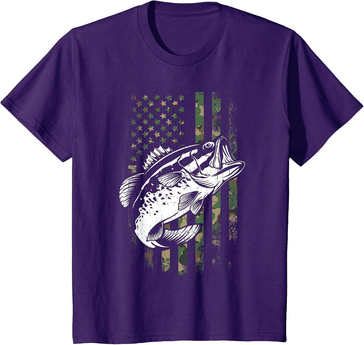 Fishing Patriotic USA Flag Camouflage T-Shirt - Purple