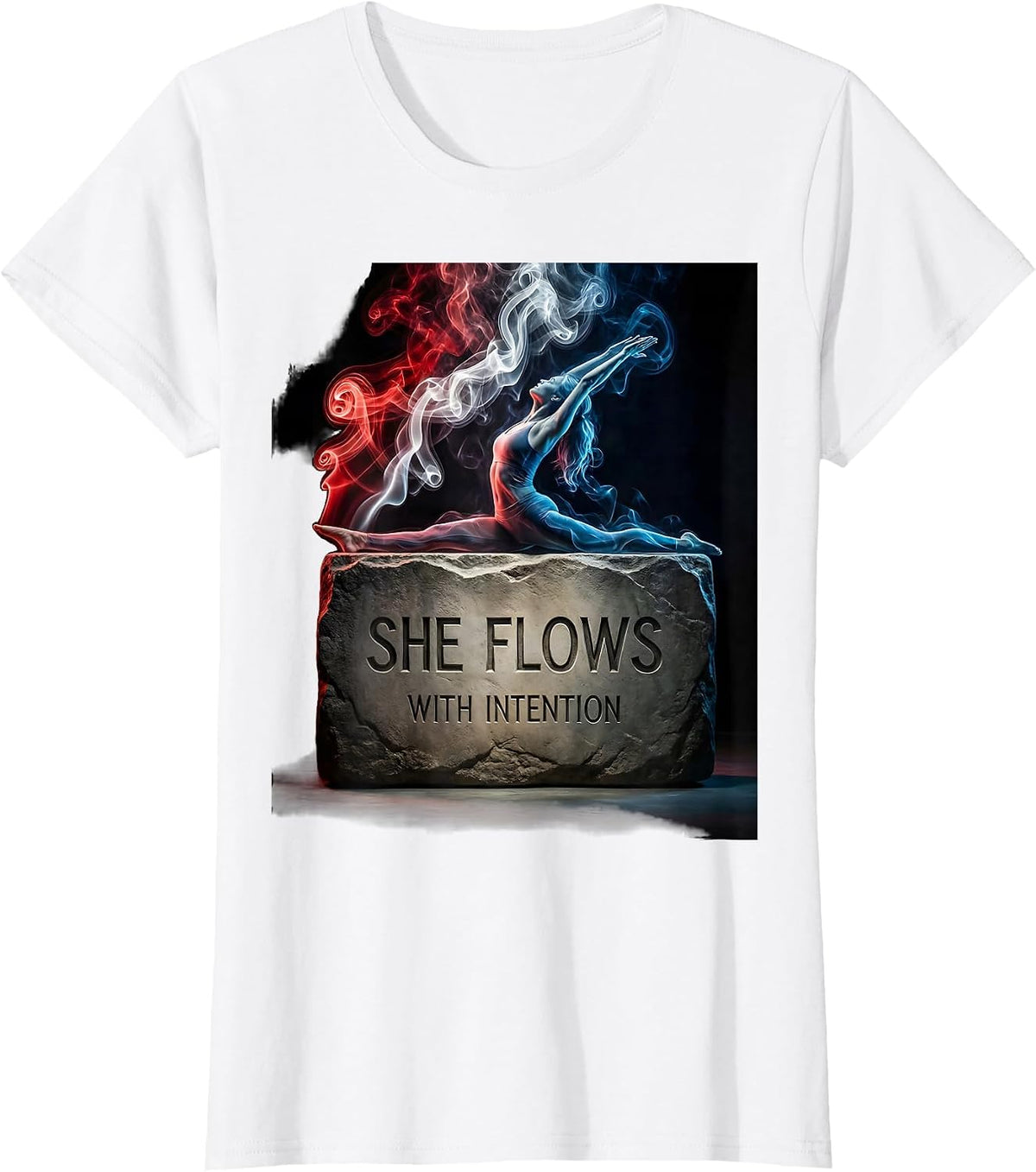 She Flows With Intention Pilates Design T-Shirt - White