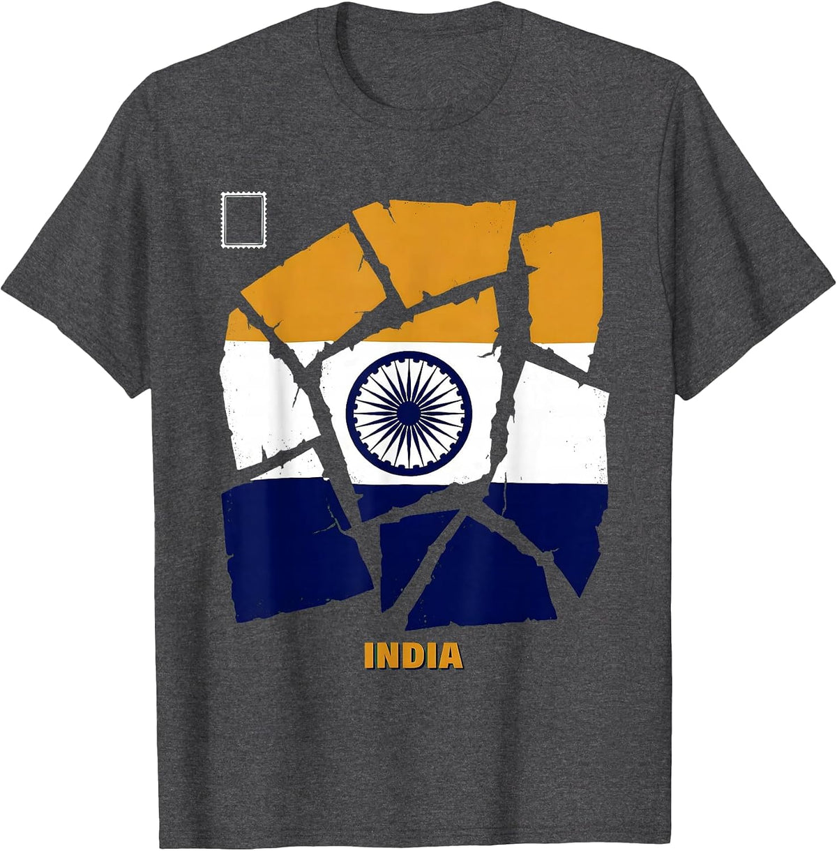 INDIA Flag Patriotic Independence Day Pride T-Shirt - Dark Heather Grey