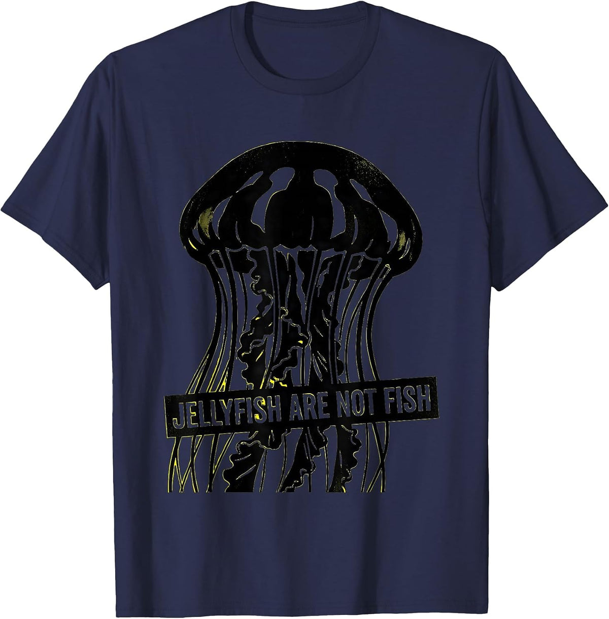 Men's Jellyfish Are Not Fish Funny Ocean Creature Sea Life Lover T-Shirt - Navy Blue