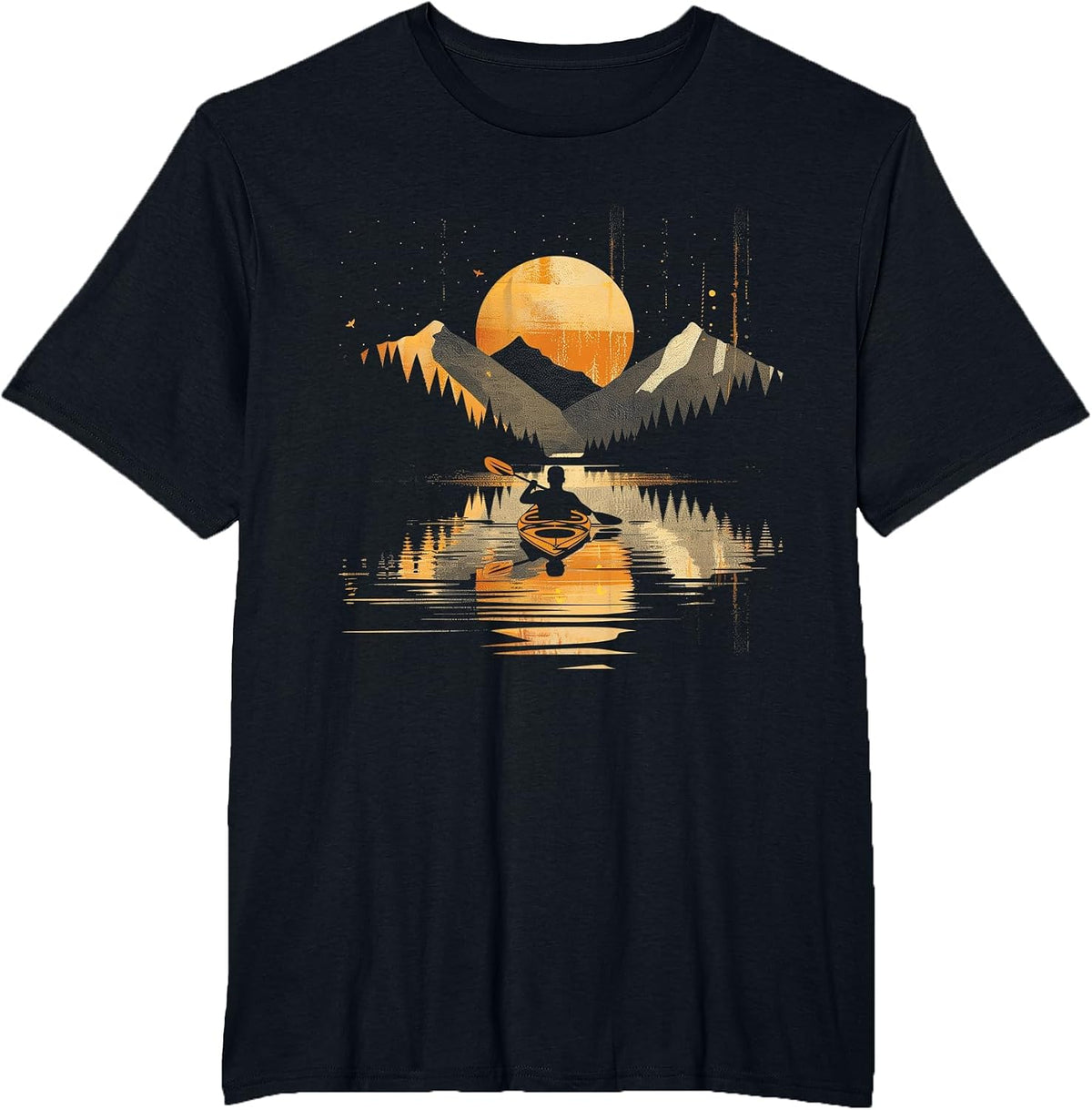 Kayaking Vintage Retro Mountains Canoe Canoeing Kayak T-Shirt - Black