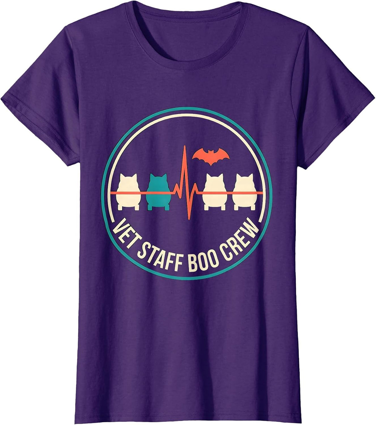 Women's Vet Staff Boo Crew Funny Vet Tech Halloween Season T-Shirt - Purple